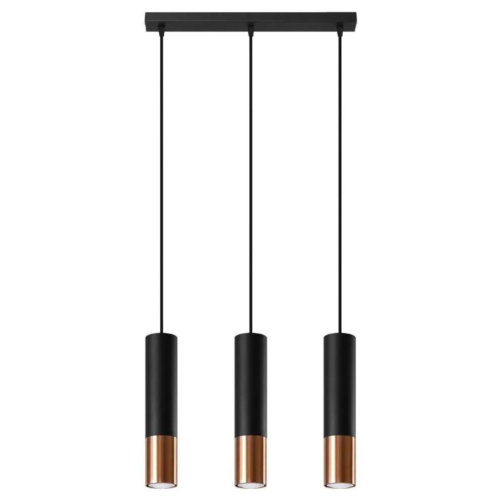 Lampa wisząca LOOPEZ 3L czarny/miedź | sklep MIRAT kolekcja loopez