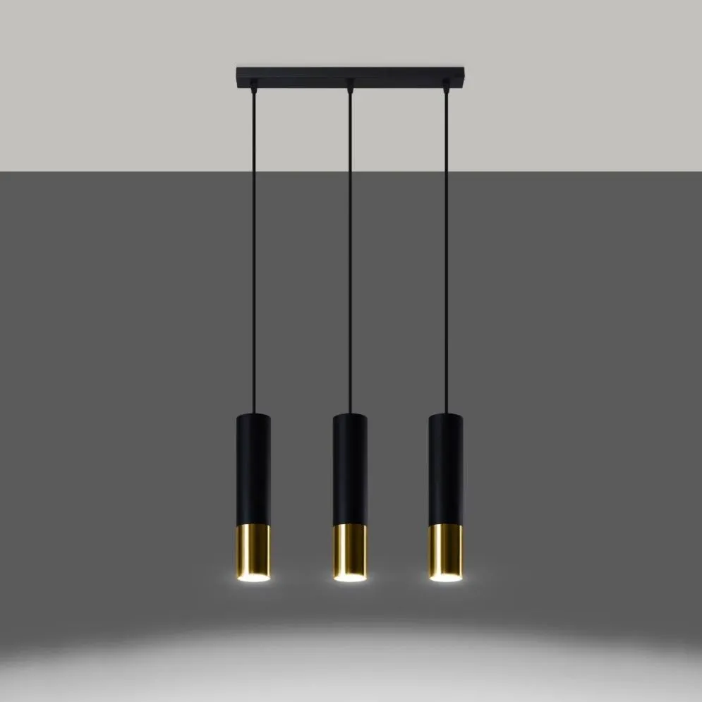 Lampa wisząca LOOPEZ 3L czarny/złoty | sklep MIRAT kolekcja loopez