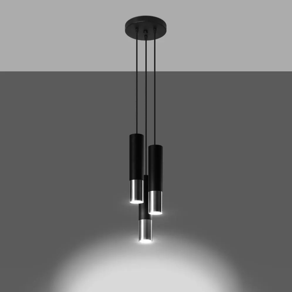 Lampa wisząca LOOPEZ 3P czarny/chrom | sklep MIRAT  kolekcja loopez