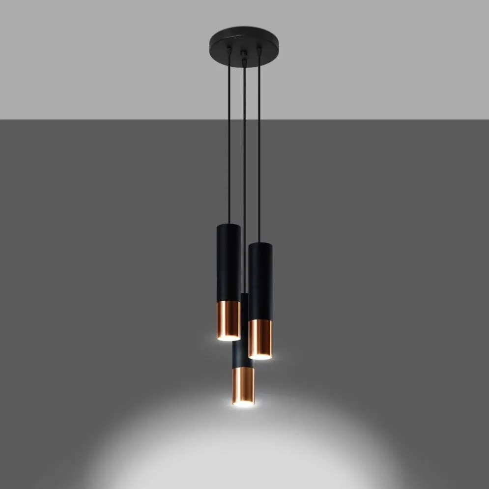 Lampa wisząca LOOPEZ 3P czarny/miedź | sklep MIRAT kolekcja loopez