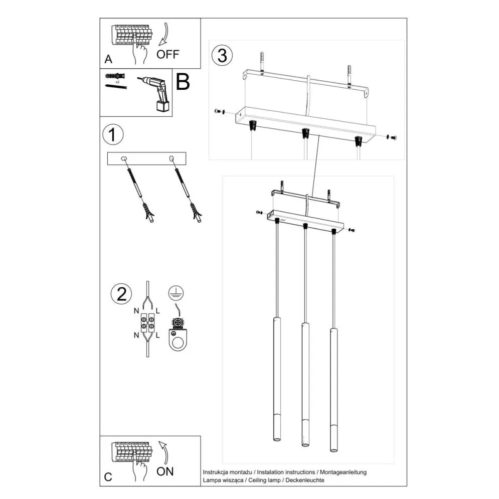 Lampa wisząca MOZAICA 3L czarny/złoto | sklep MIRAT kolekcja mozaica