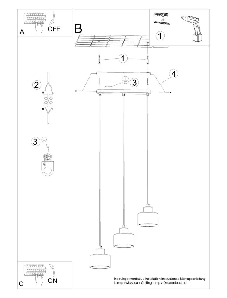 Lampa wisząca SAVAR 3 czarna | sklep MIRAT kolekcja savar