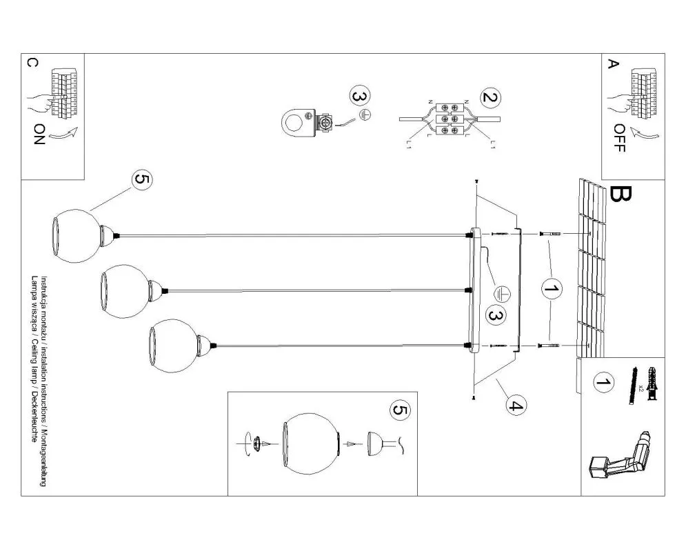Lampa wisząca ALINO 3 czarna | sklep MIRAT kolekcja alino