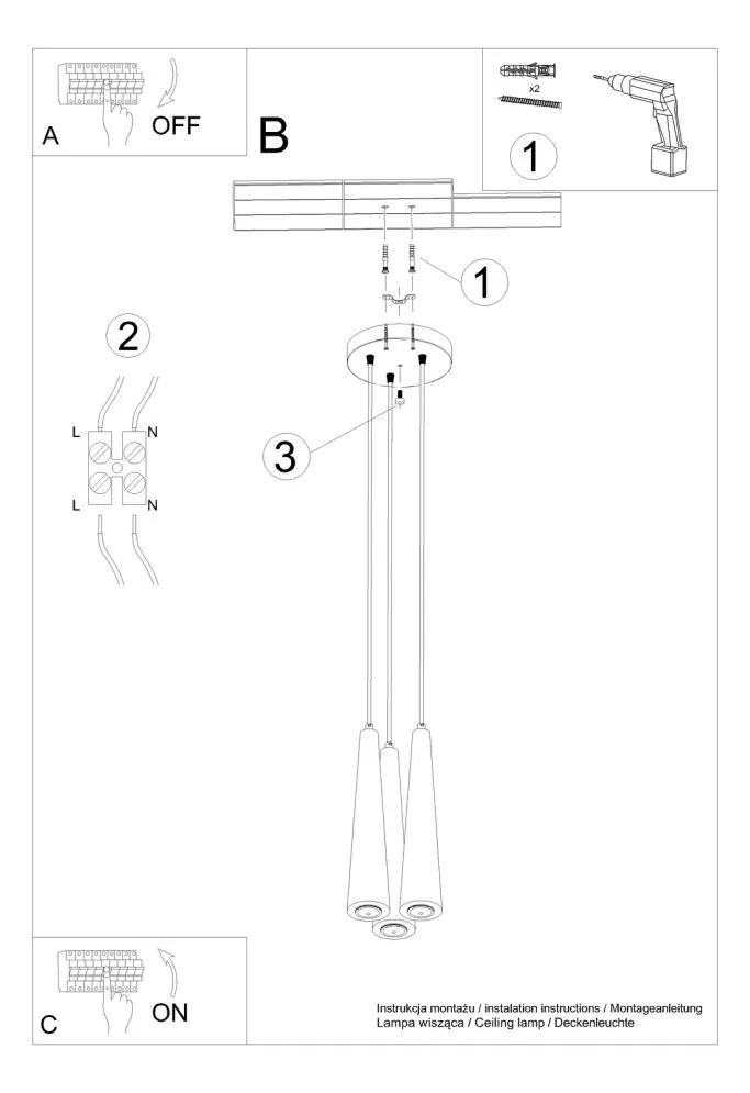Lampa wisząca SULA 3P naturalne drewno | sklep MIRAT  kolekcja sula 3p