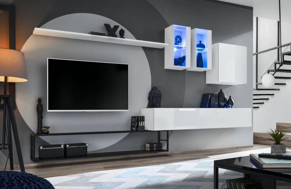 Meblościanka SWITCH MET I biała w połysku z witrynami | MIRAT. w stylu kolekcja SWITCH MET