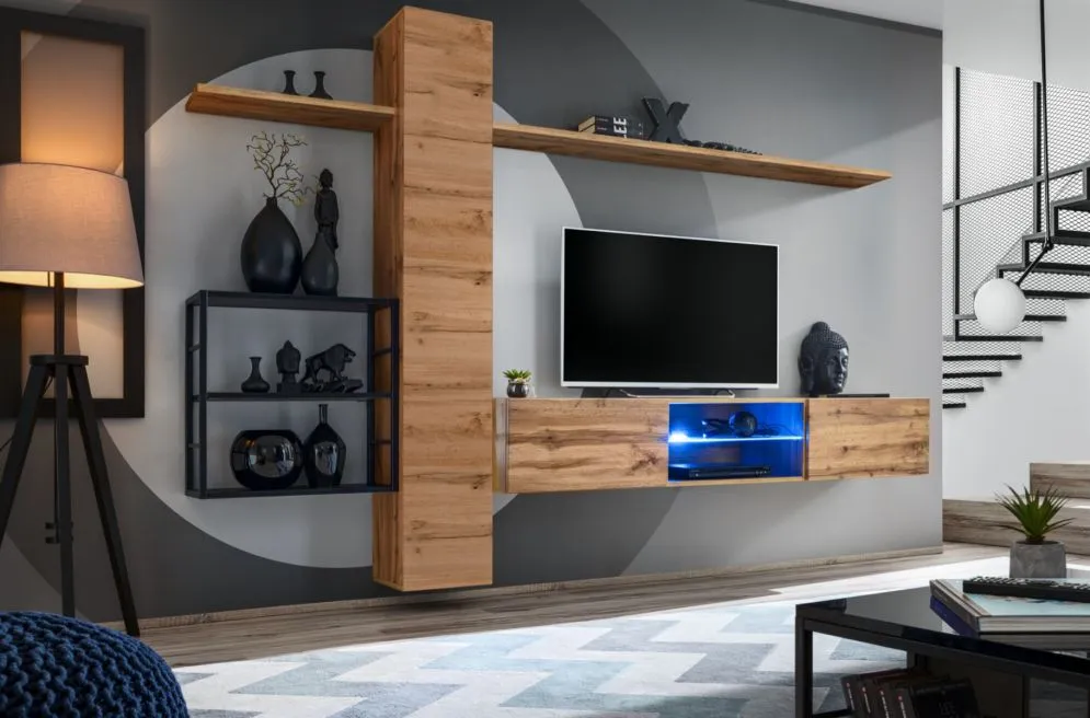 Meblościanka SWITCH MET V dąb wotan do nowoczesnego salonu | MIRAT. kolekcja SWITCH MET