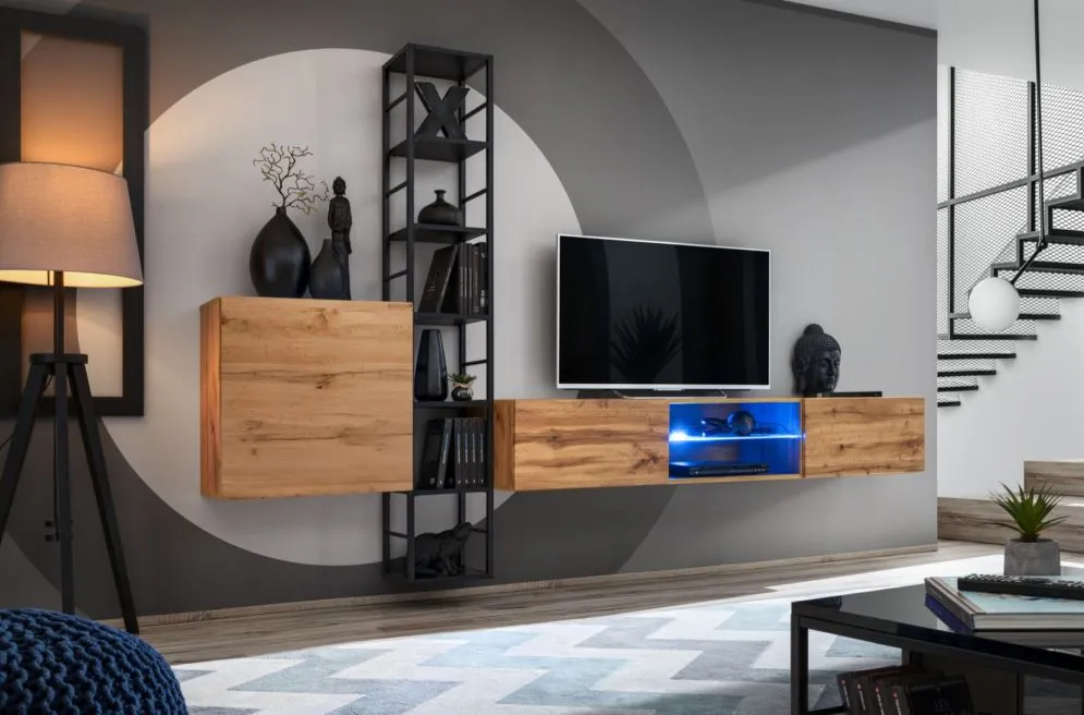 Meblościanka SWITCH MET VI dąb wotan do nowoczesnego salonu | MIRAT.  kolekcja SWITCH MET