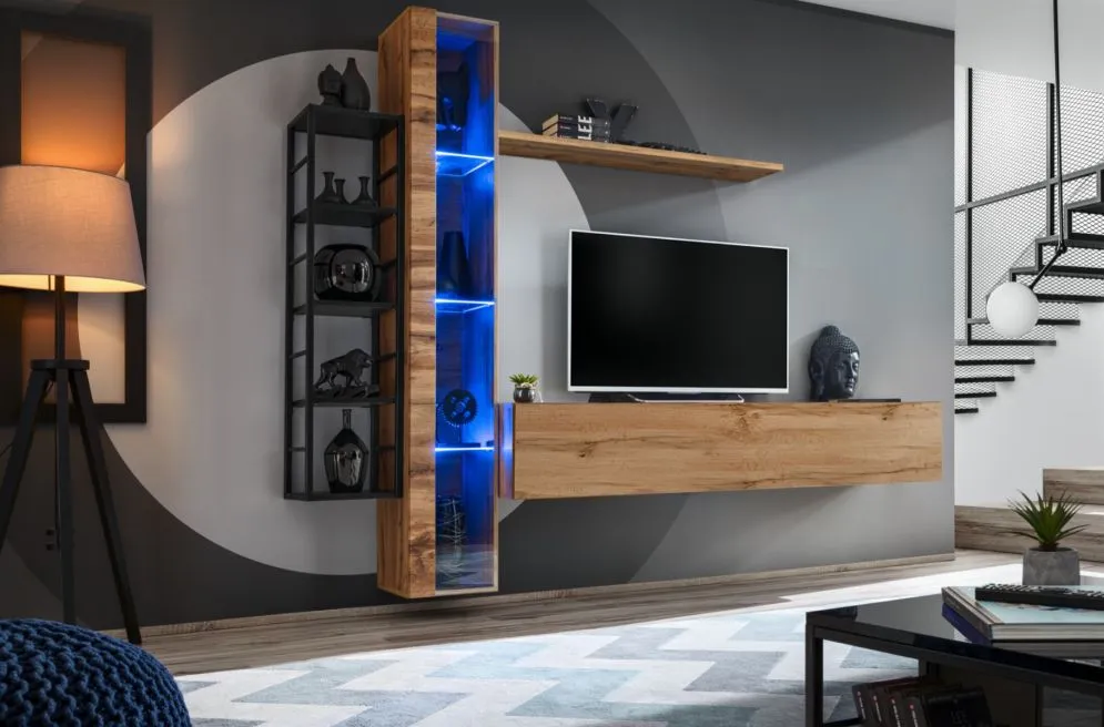 Meblościanka SWITCH MET VII dąb wotan do nowoczesnego salonu | MIRAT. kolekcja SWITCH MET