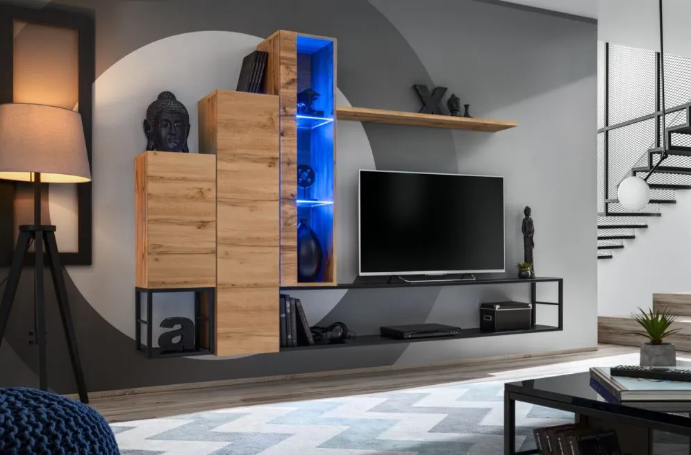 Meblościanka SWITCH MET VIII dąb wotan do nowoczesnego salonu | MIRAT. kolekcja SWITCH MET