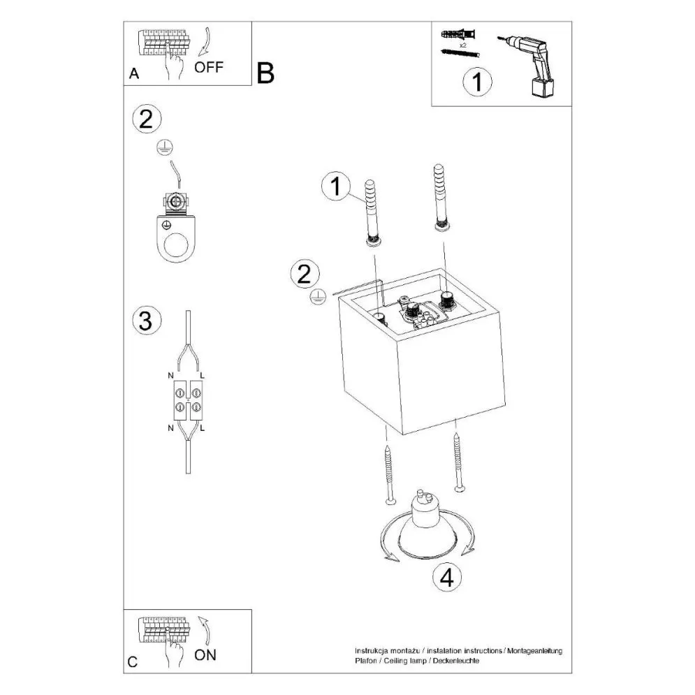 Plafon QUAD 1 czarny | sklep MIRAT kolekcja quad