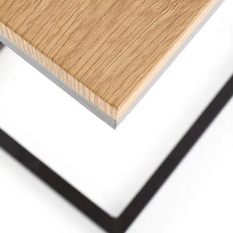 Ława NISA 60x40 dąb złoty na czarnej metalowej podstawie | MIRAT. w stylu LOFT kolekcja