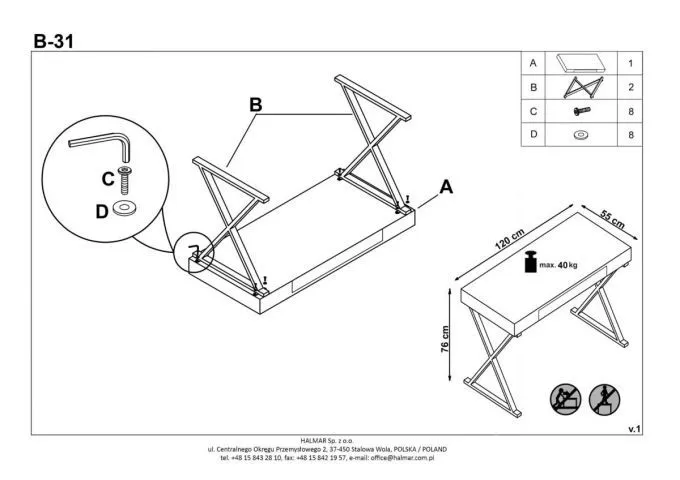 Instrukcja montażu biurka B-31