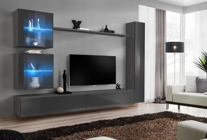 Meblościanka SWITCH XVIII wisząca nowoczesna na wysoki połysk | MIRAT. w stylu kolekcja SWITCH
