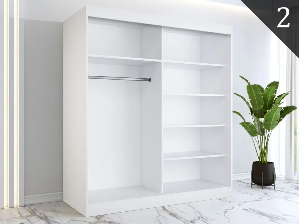 Korpus szafy MODUO COMFORT 180 biały mat z półkami i drążkami | MIRAT. kolekcja MODUO COMFORT