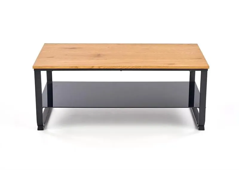 Ława ARTIGA 105x55 dąb złoty ze szklaną półką | MIRAT. w stylu LOFT kolekcja