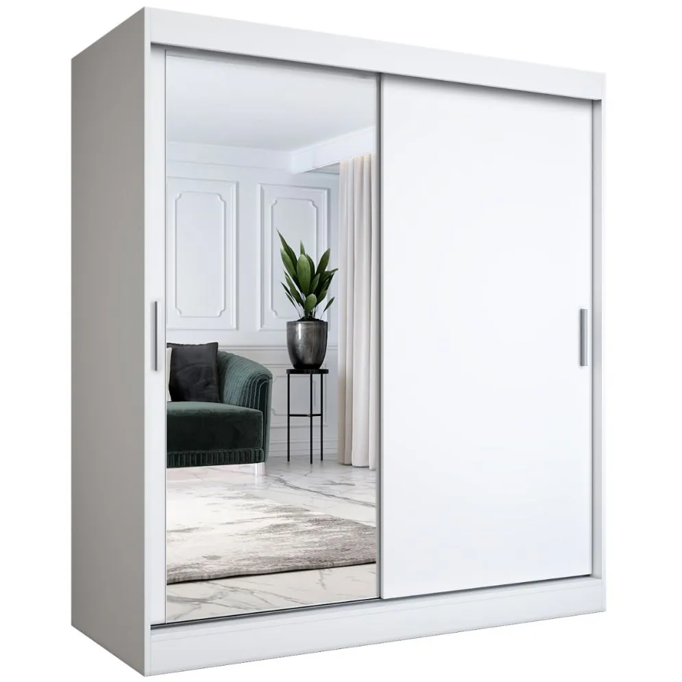 Szafa przesuwna MODUO COMFORT 180 biała mat z lustrem po lewej | MIRAT. kolekcja MODUO COMFORT