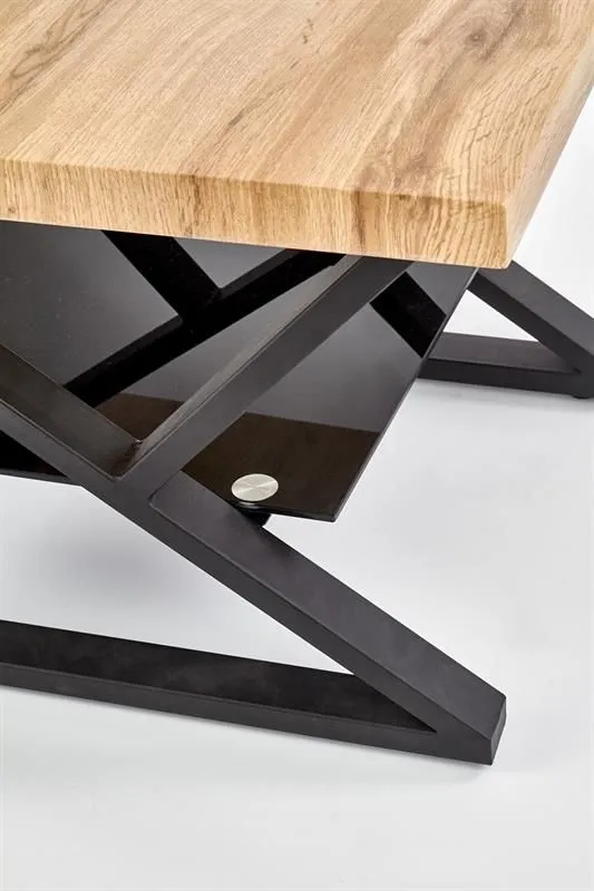 Ława XENA KWADRAT 60x60 ze szklaną półką do salonu w stylu loft | MIRAT. w stylu LOFT kolekcja