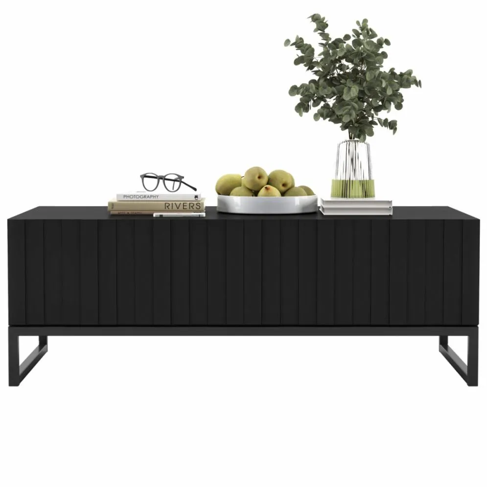 Stolik kawowy TAL 3D 110x54cm czarny mat w stylu loft I sklep meblowy MIRAT. styl LOFT, RYFLOWANY kolekcja TAL