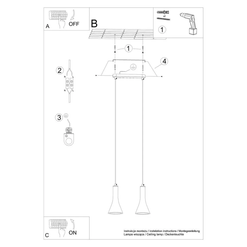 Lampa wisząca REA 2 beton | sklep MIRAT kolekcja rea