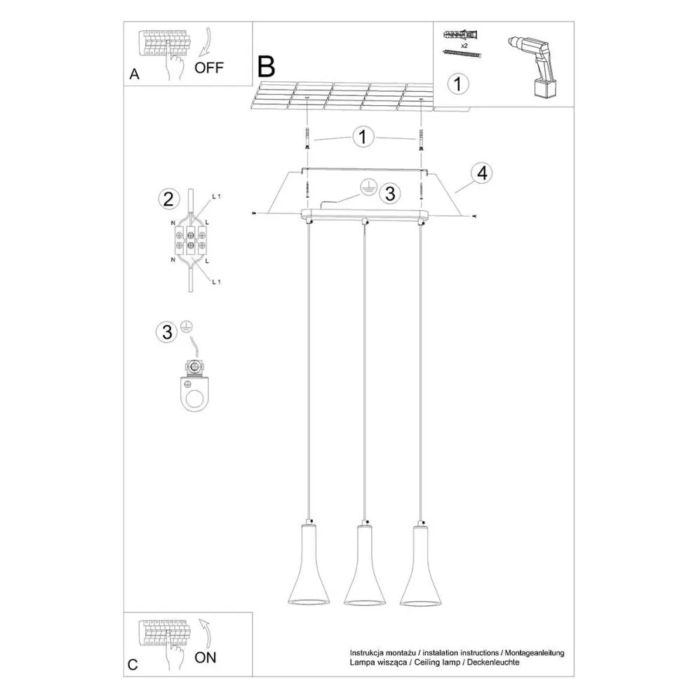 Lampa wisząca REA 3L beton | sklep MIRAT kolekcja rea