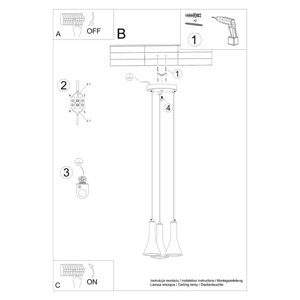 Lampa wisząca REA 3P beton | sklep MIRAT kolekcja rea