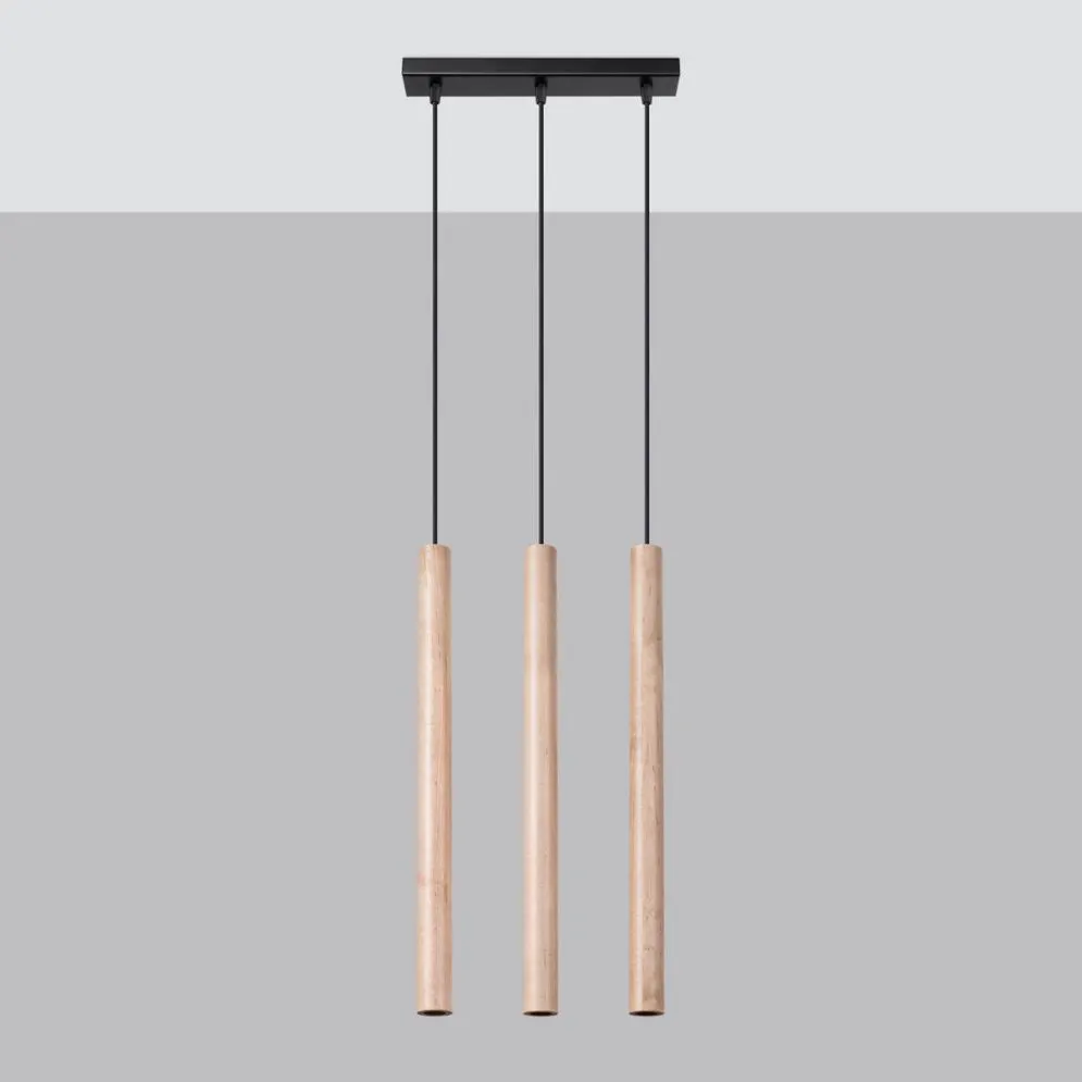 Lampa wisząca PASTELO 3L drewno | sklep MIRAT kolekcja pastelo