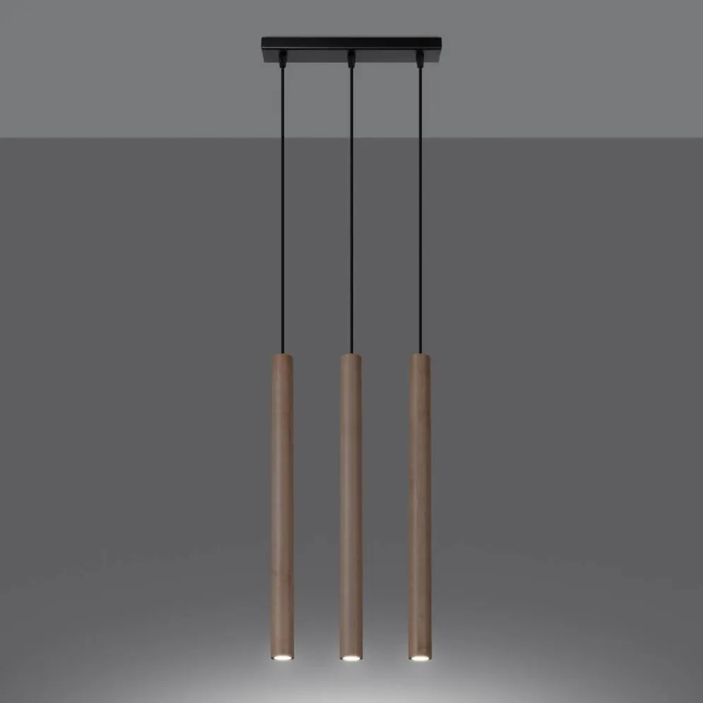 Lampa wisząca PASTELO 3L drewno | sklep MIRAT kolekcja pastelo