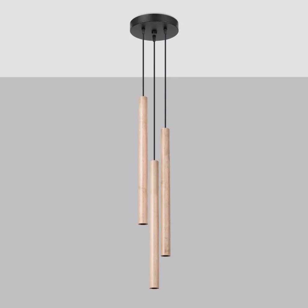Lampa wisząca PASTELO 3P drewno | sklep MIRAT kolekcja pastelo