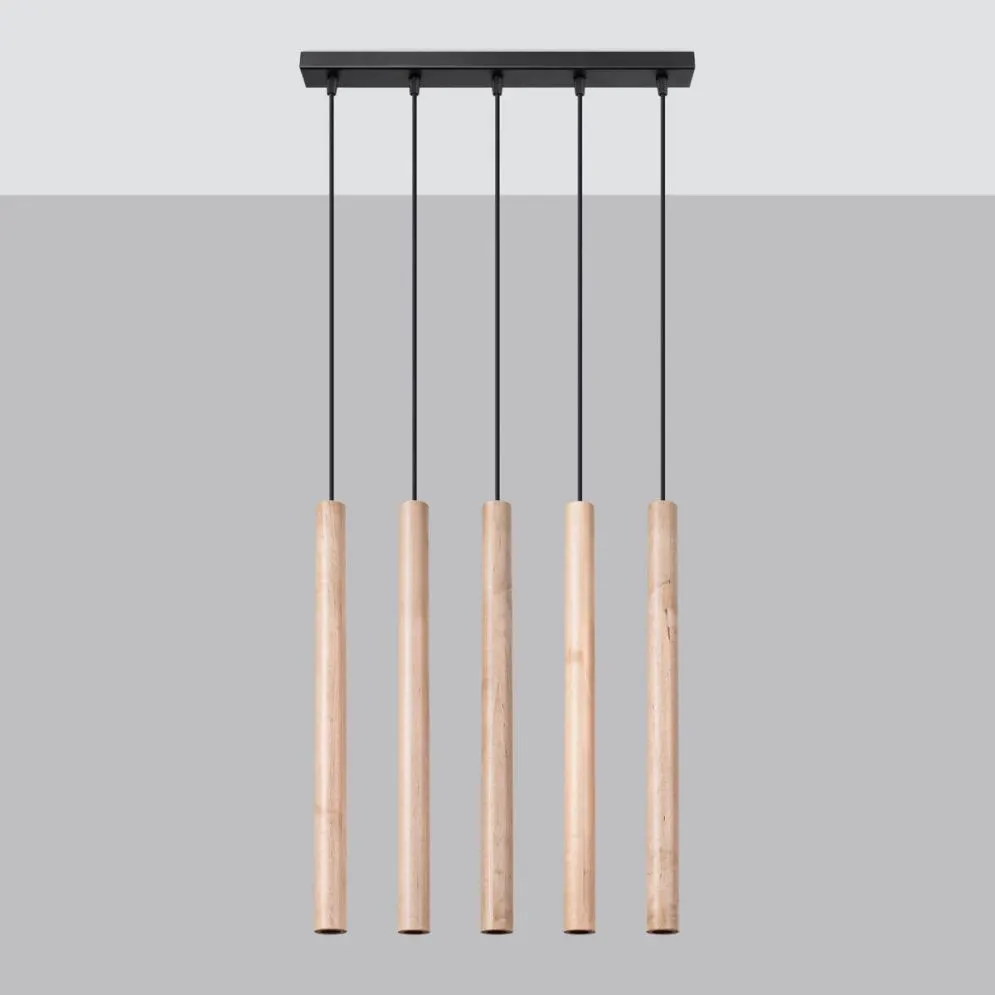 Lampa wisząca PASTELO 5L drewno | sklep MIRAT kolekcja pastelo