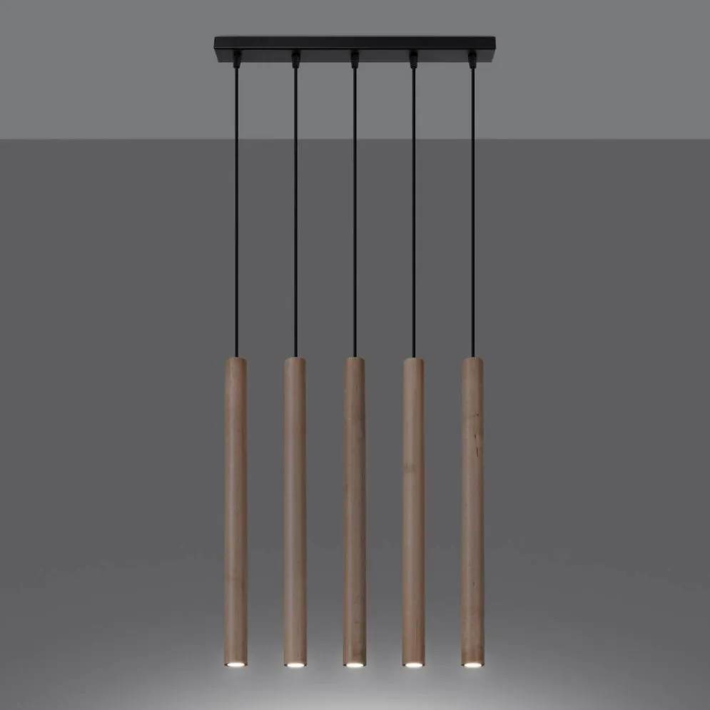 Lampa wisząca PASTELO 5L drewno | sklep MIRAT kolekcja pastelo