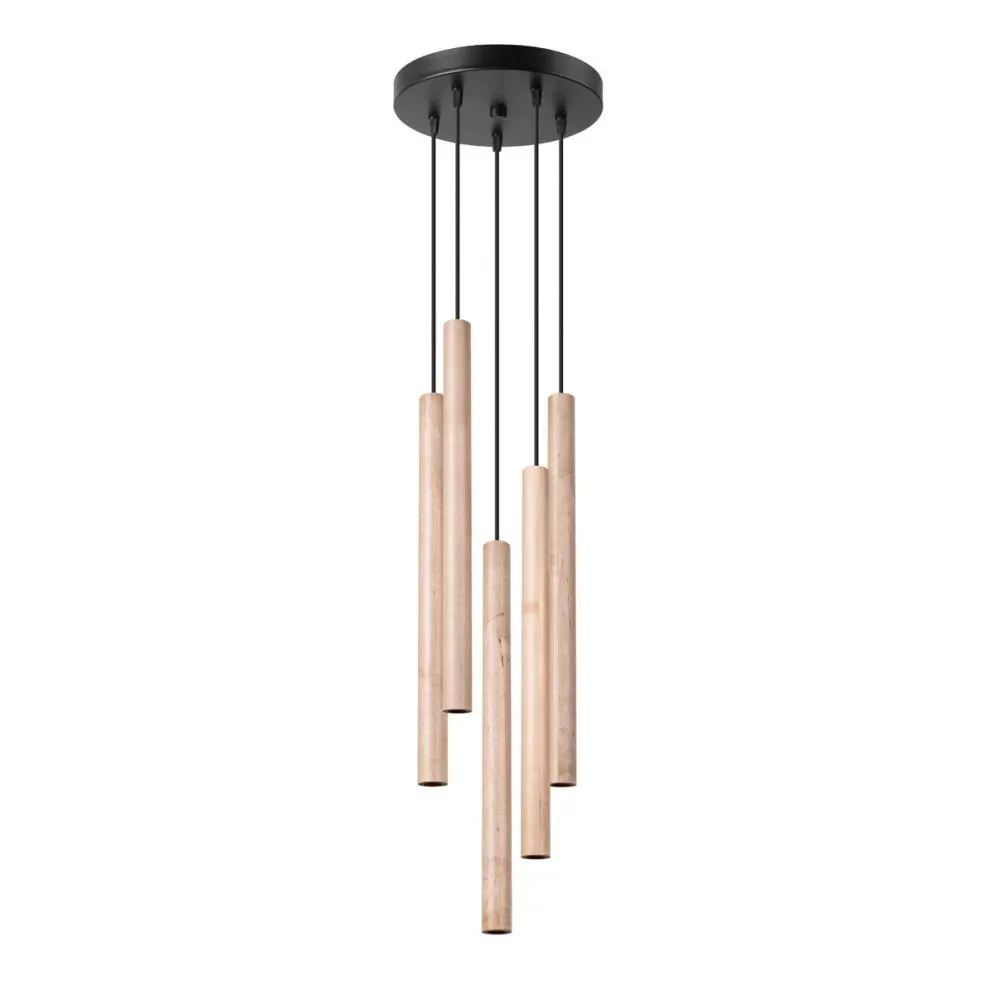 Lampa wisząca PASTELO 5P drewno | sklep MIRAT kolekcja pastelo