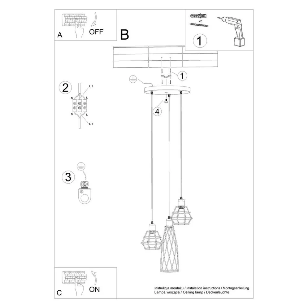 Lampa wisząca SUBA 3P czarna | sklep MIRAT  kolekcja suba