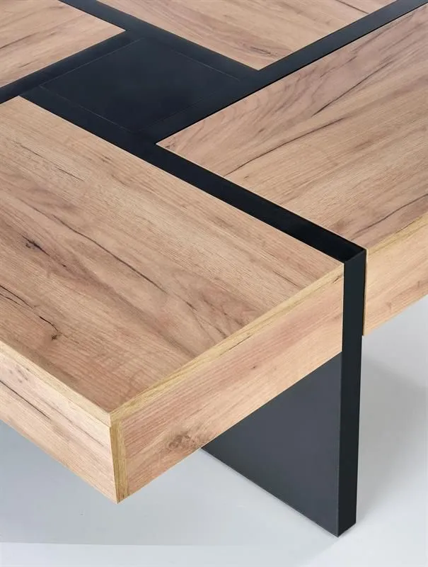 Stolik kawowy SEVILLA 100x100 dąb/czarny HALMAR | MIRAT. styl LOFT