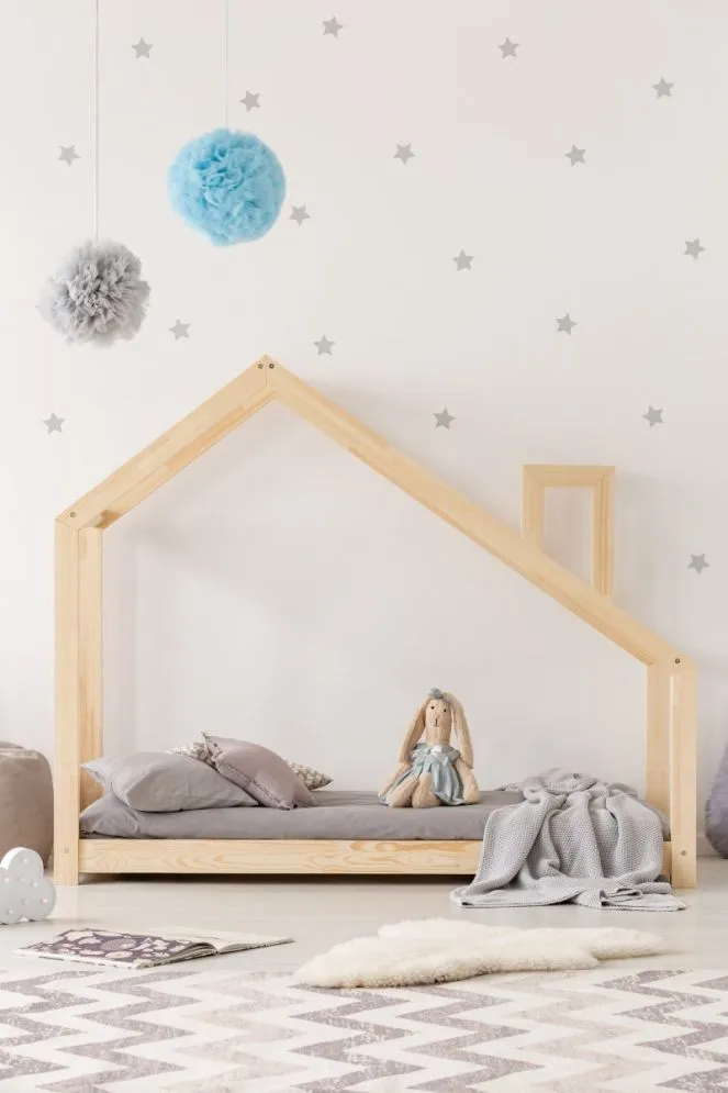 Łóżko dziecięce MILA DMS 80x140 sosna domek z barierką | MIRAT. w stylu kolekcja MILA