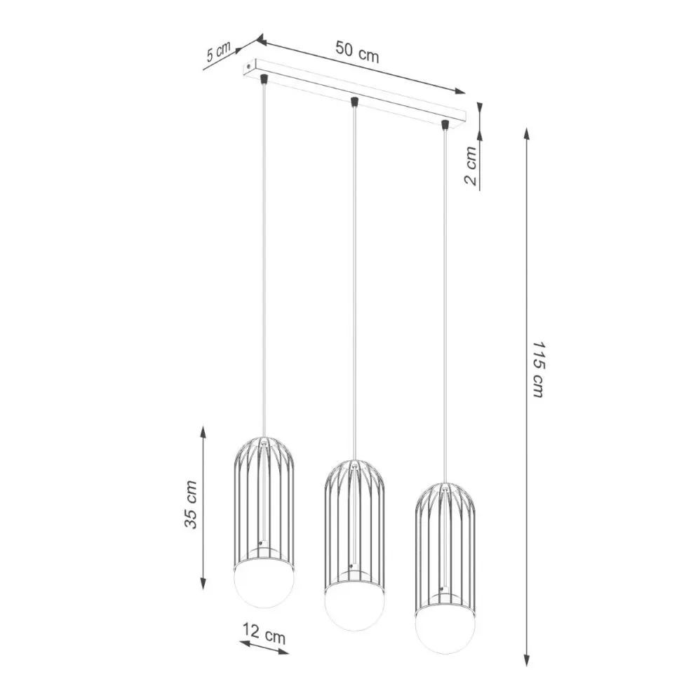 Lampa wisząca BRINA 3L czarna | sklep MIRAT  kolekcja brina