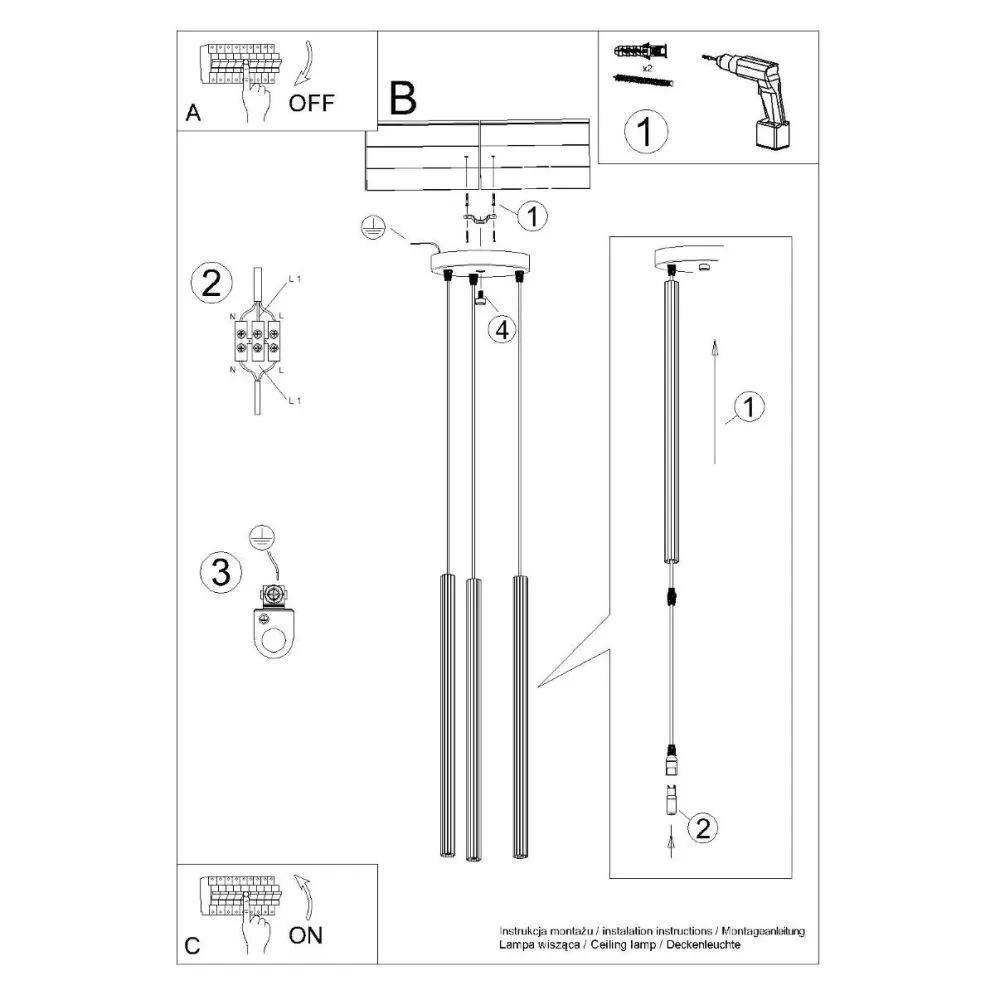 Lampa wisząca ARCHE 3P czarna | sklep MIRAT kolekcja arche