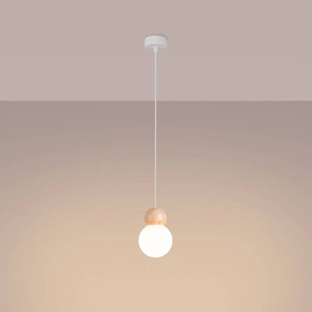 Lampa wisząca PEKKA 1 biała/naturalne drewno | sklep MIRAT  kolekcja pekka