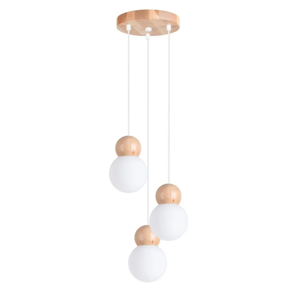 Lampa wisząca PEKKA 3P biała/naturalne drewno | sklep MIRAT kolekcja pekka