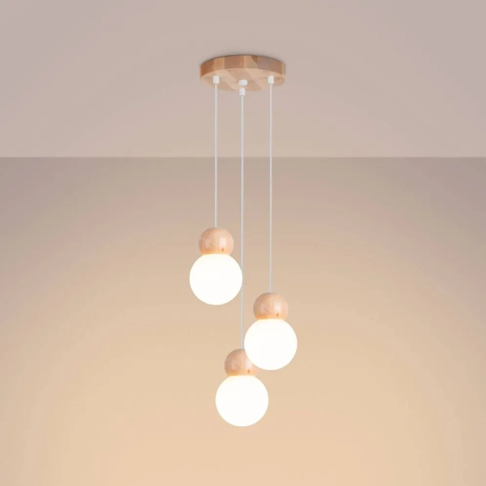 Lampa wisząca PEKKA 3P biała/naturalne drewno | sklep MIRAT kolekcja pekka