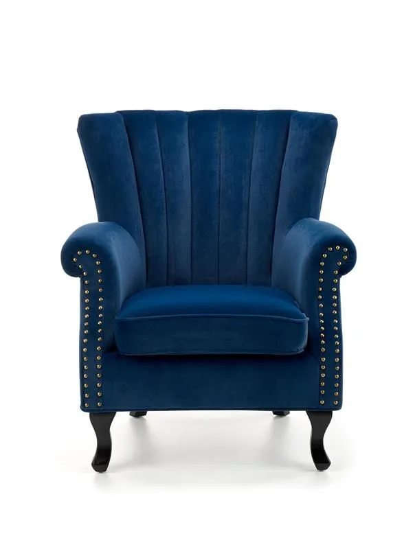 Fotel do salonu TITAN VELVET granatowy w stylu ludwikowskim | MIRAT.