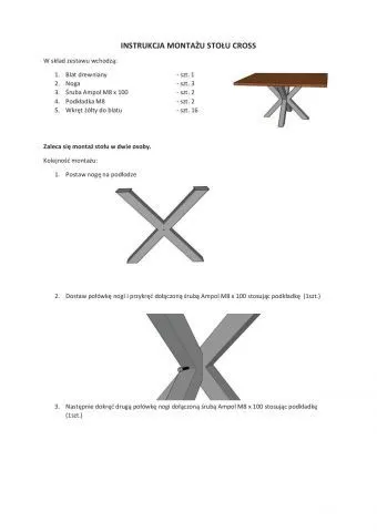 Stół CROSS dąb lite drewno/czarny do jadalni | MIRAT. w stylu LOFT kolekcja CROSS