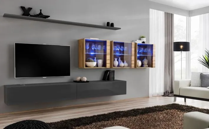 Meblościanka SWITCH XVII z podświetleniem na wysoki połysk | MIRAT. w stylu kolekcja SWITCH