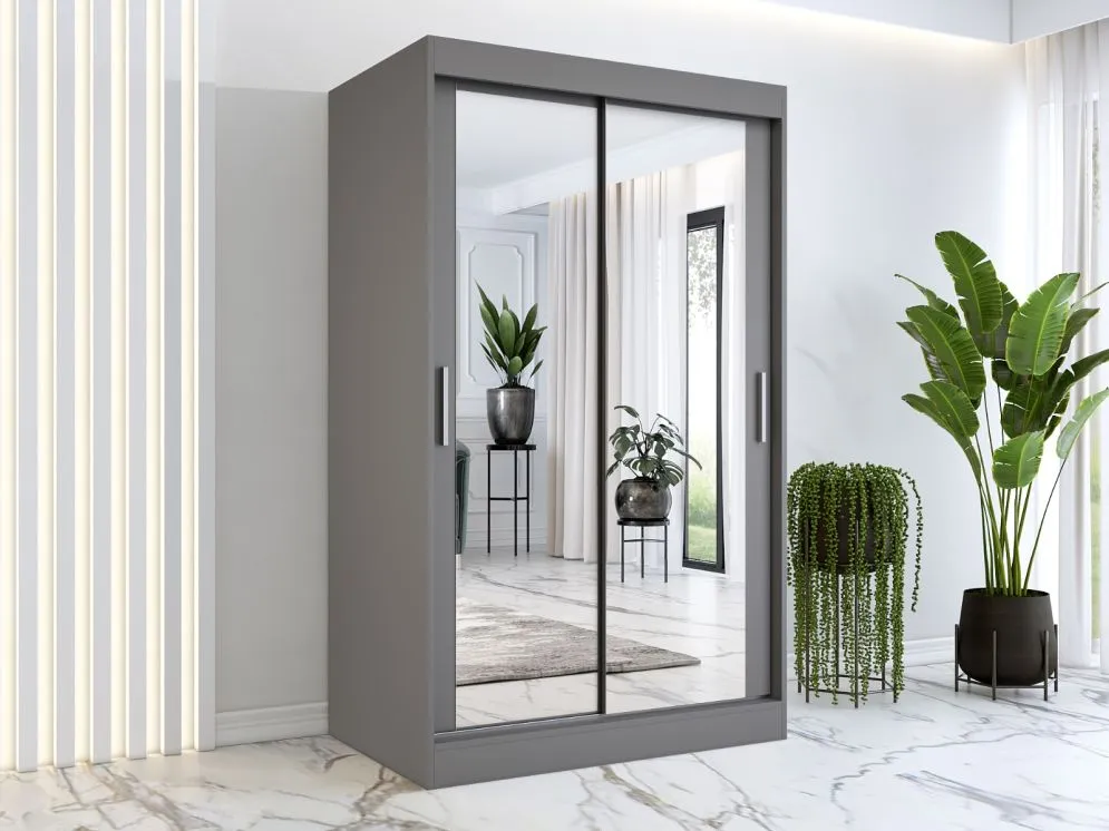 Szafa przesuwna MODUO COMFORT120 antracyt z dwoma lustrami do sypialni | MIRAT. w stylu kolekcja MODUO COMFORT