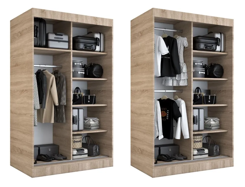 Szafa przesuwna MODUO COMFORT 120 antracyt/dąb sonoma z lustrem | MIRAT. w stylu kolekcja MODUO COMFORT