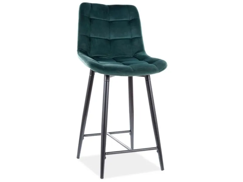 Hoker niski CHIC H-2 VELVET zielony welurowy barowy | MIRAT. w stylu GLAMOUR, LOFT kolekcja