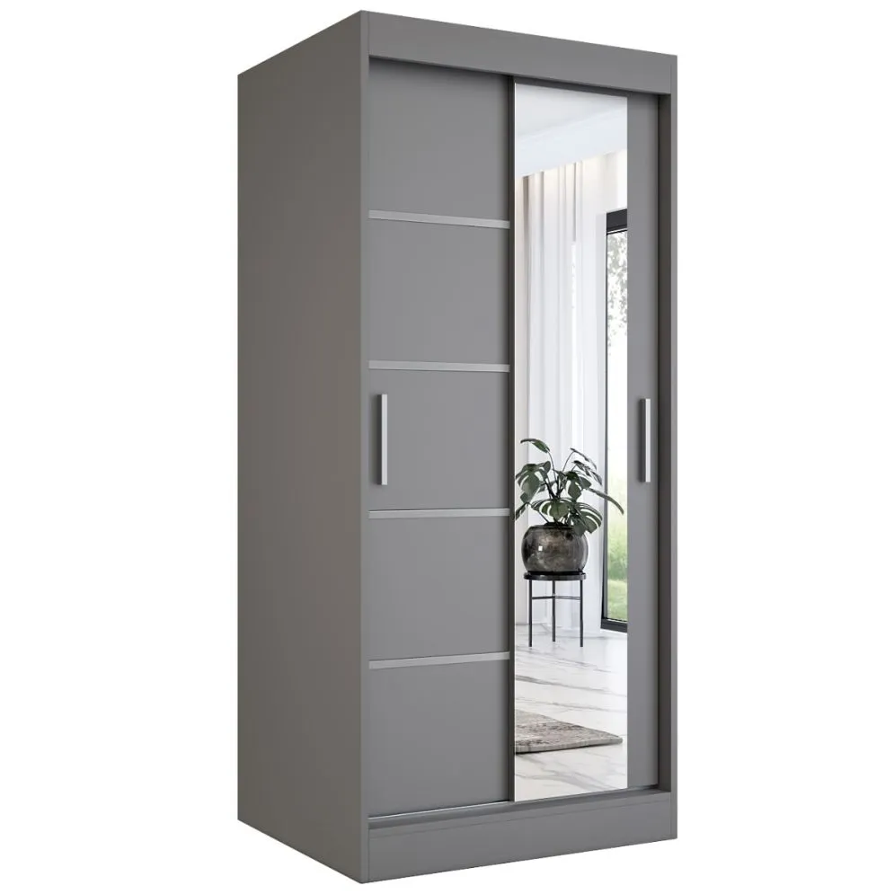 Szafa przesuwna MODUO COMFORT 2 90 antracyt z lustrem | MIRAT. w stylu kolekcja MODUO COMFORT