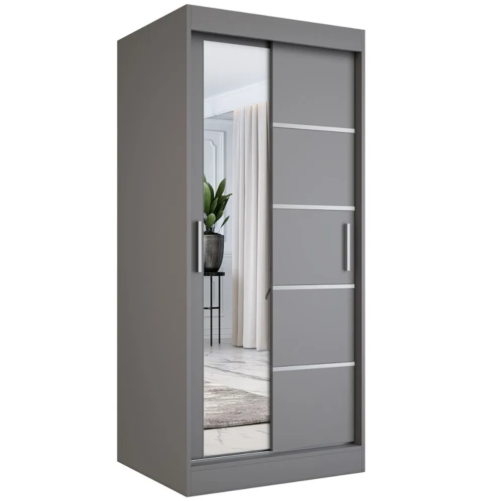 Szafa przesuwna MODUO COMFORT 3 90 antracyt z lustrem | MIRAT. w stylu kolekcja MODUO COMFORT