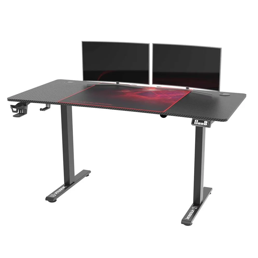 Biurko LEVEL czerwone gamingowe z elektryczną regulacją wysokości | MIRAT.