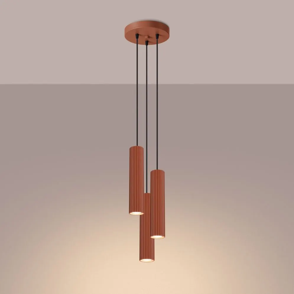 Lampa wisząca KARBON 3P ochra czerwona | sklep MIRAT kolekcja karbon