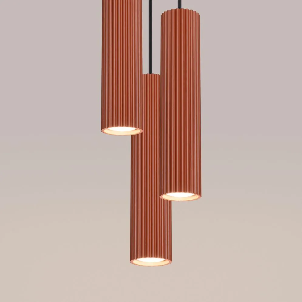 Lampa wisząca KARBON 3P ochra czerwona | sklep MIRAT kolekcja karbon